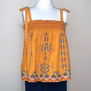 Anthropologie Aliza Embroidered Swing Tank Top Size Medium